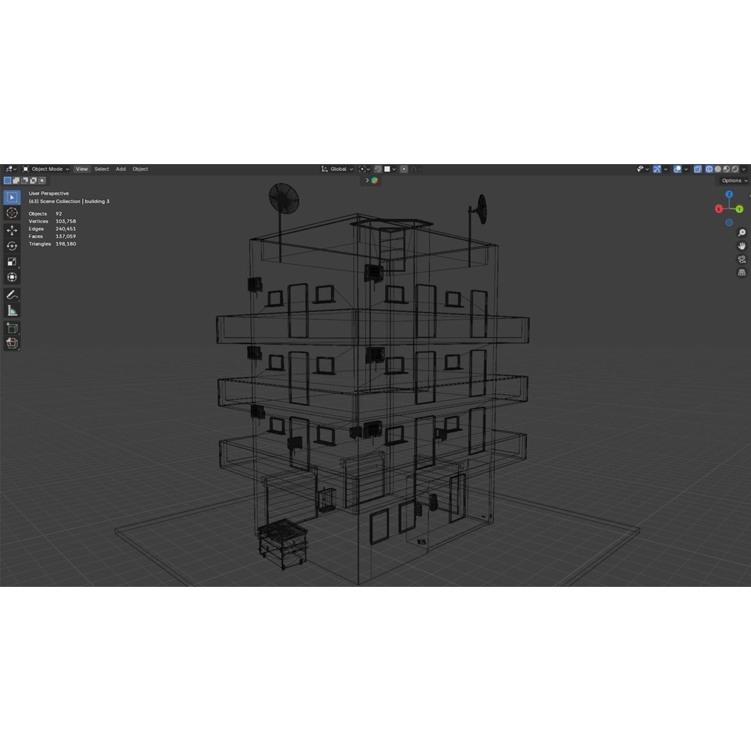 Urban Buildings 3D Model – Realistic Asset Pack for Games, Blender - View 21