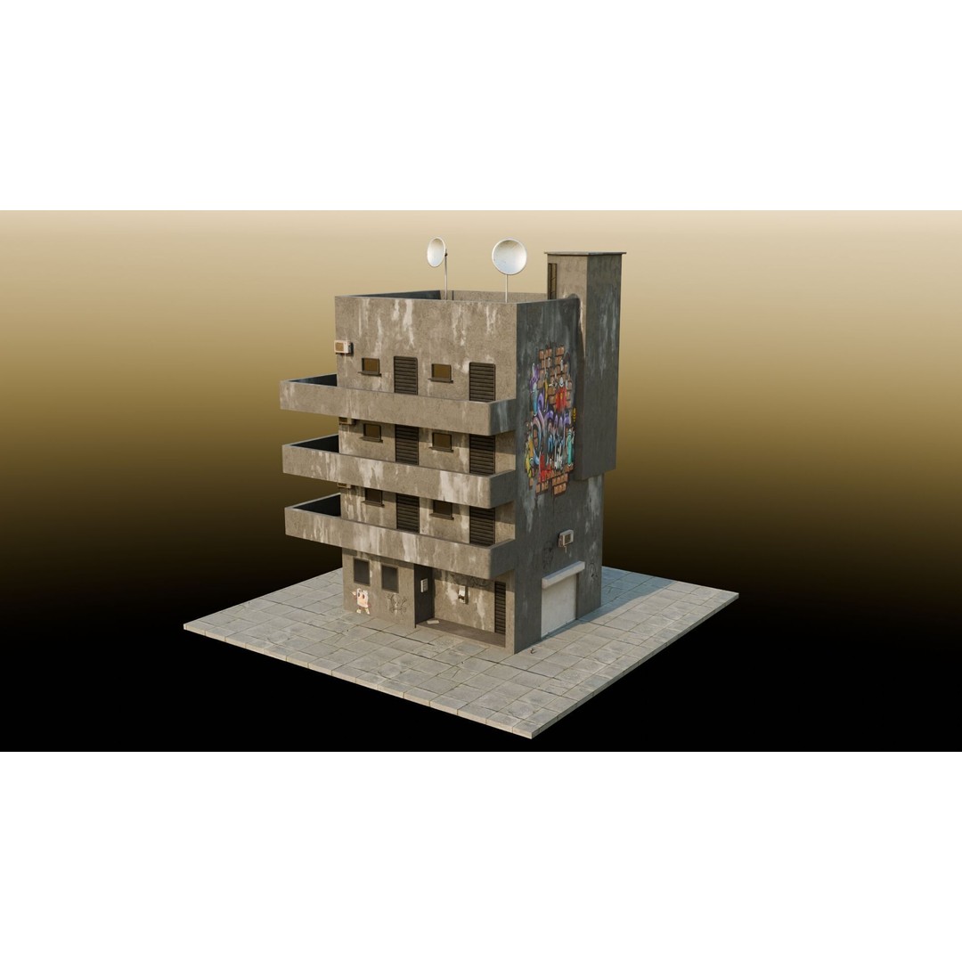 Urban Buildings 3D Model – Realistic Asset Pack for Games, Blender - View 7