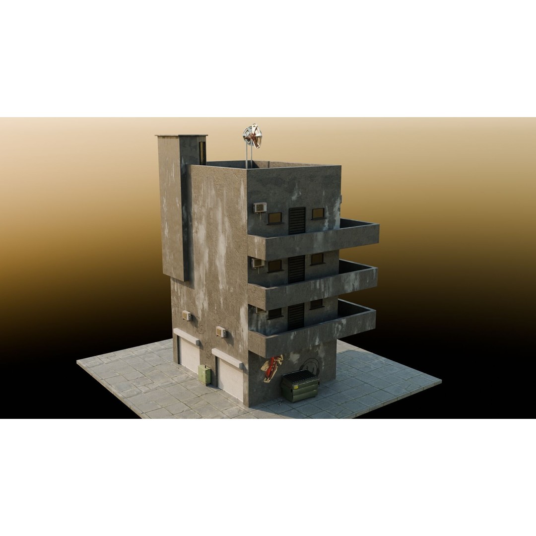 Urban Buildings 3D Model – Realistic Asset Pack for Games, Blender - View 8