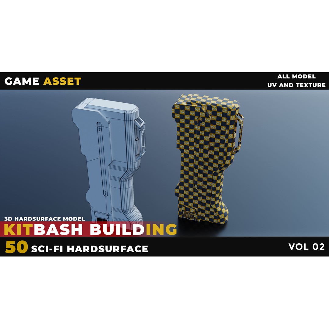 Sci-Fi Building 3D Model – Low Poly Kitbash Asset, Blender, FBX - View 3