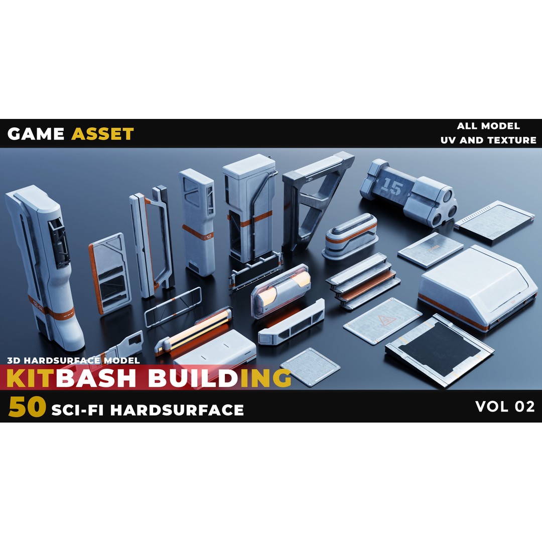Sci-Fi Building 3D Model – Low Poly Kitbash Asset, Blender, FBX - View 4