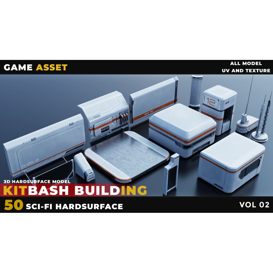 Sci-Fi Building 3D Model – Low Poly Kitbash Asset, Blender, FBX - View 5