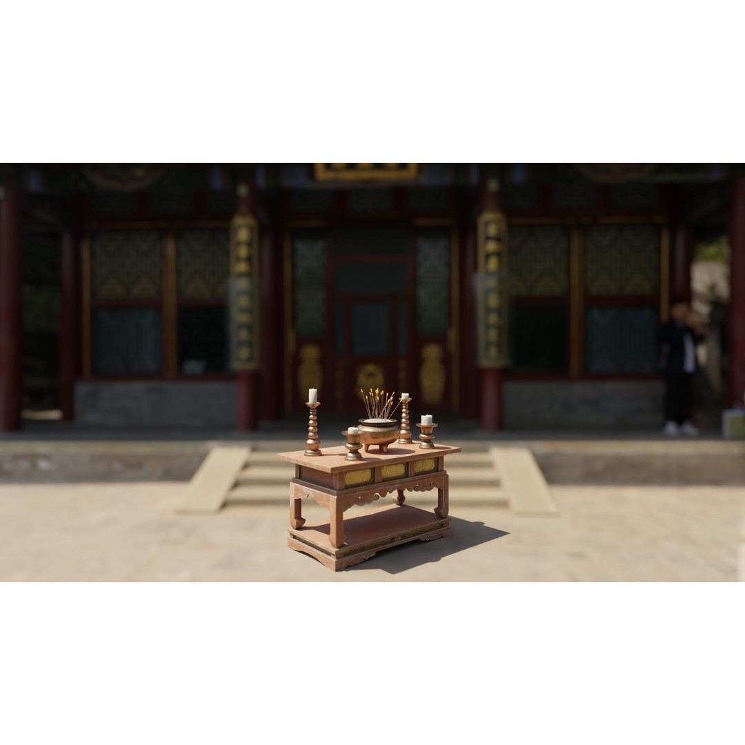 Japanese Temple Altar 3D Model – Low Poly PBR Game Asset, FBX, OBJ - View 5