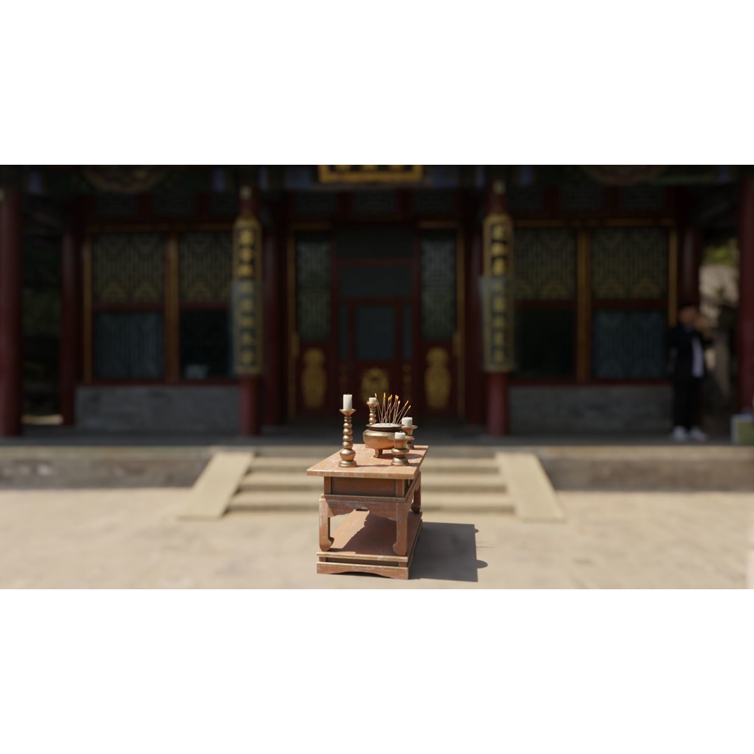 Japanese Temple Altar 3D Model – Low Poly PBR Game Asset, FBX, OBJ - View 7