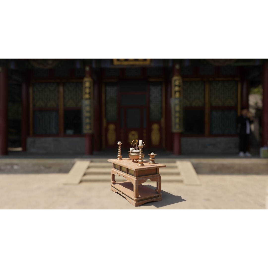 Japanese Temple Altar 3D Model – Low Poly PBR Game Asset, FBX, OBJ - View 8