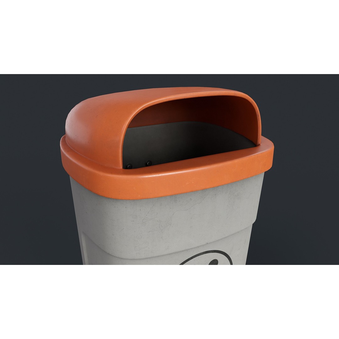 Street Trash Can 3D Model – Low Poly Game-Ready PBR Asset, FBX - View 10