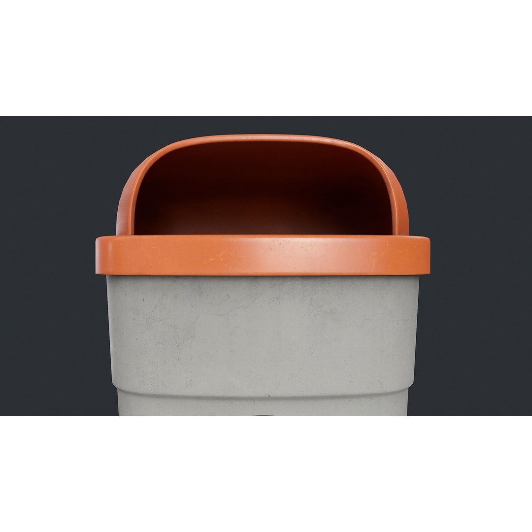 Street Trash Can 3D Model – Low Poly Game-Ready PBR Asset, FBX - View 11