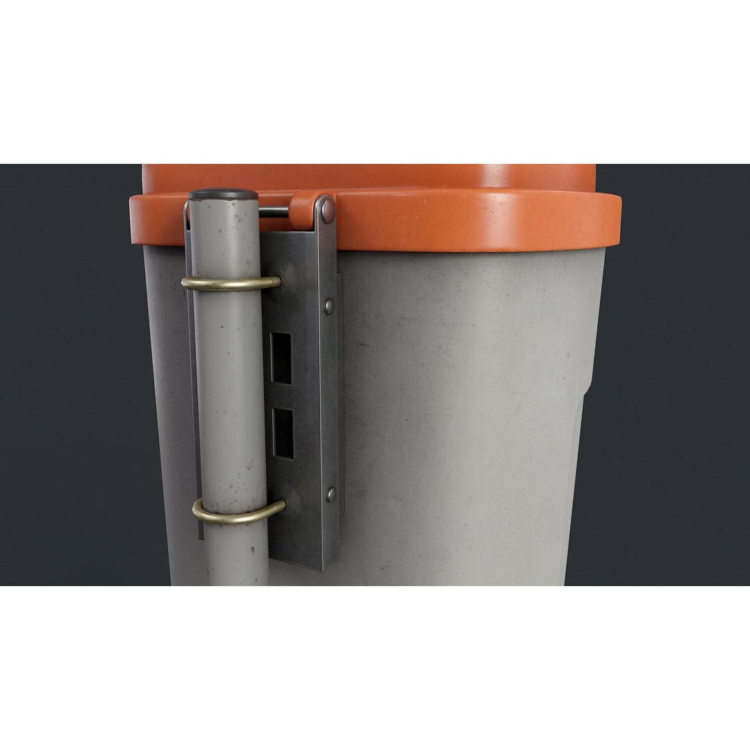 Street Trash Can 3D Model – Low Poly Game-Ready PBR Asset, FBX - View 13