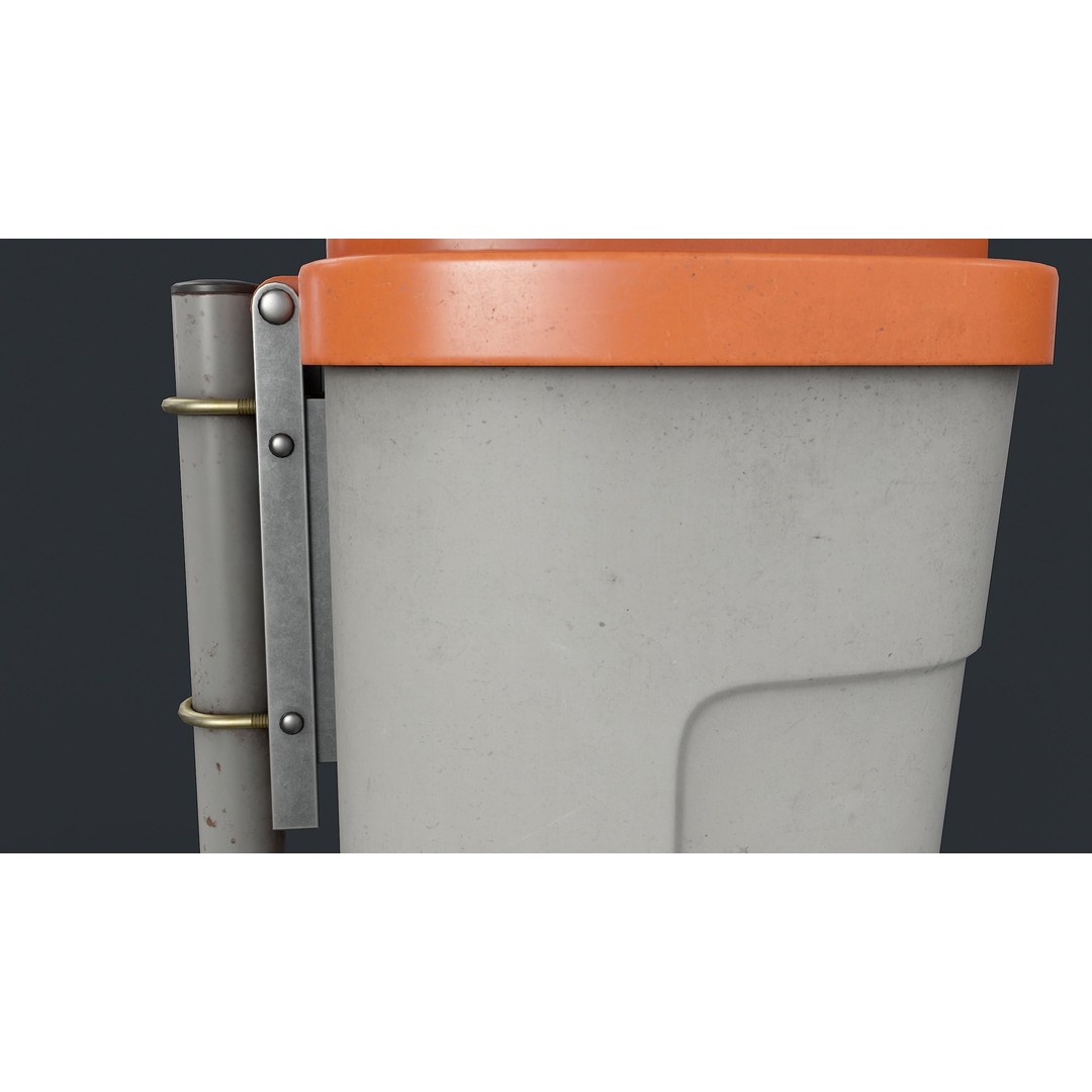 Street Trash Can 3D Model – Low Poly Game-Ready PBR Asset, FBX - View 14