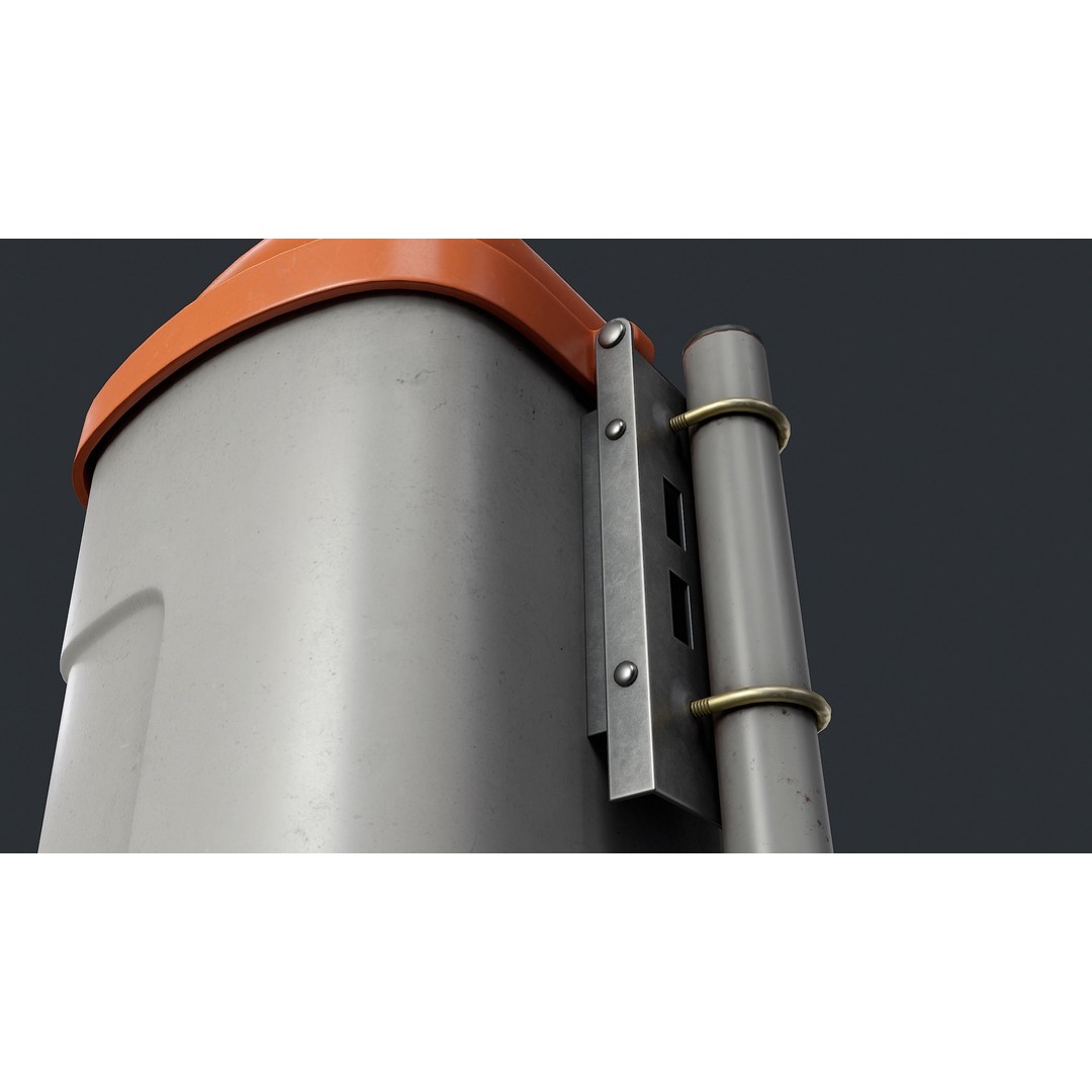 Street Trash Can 3D Model – Low Poly Game-Ready PBR Asset, FBX - View 16