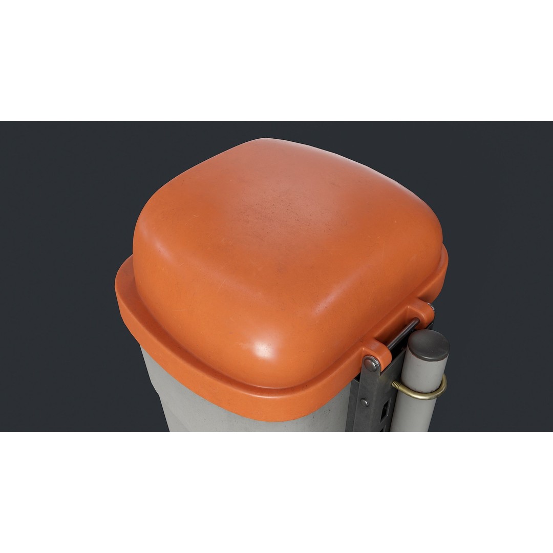 Street Trash Can 3D Model – Low Poly Game-Ready PBR Asset, FBX - View 17