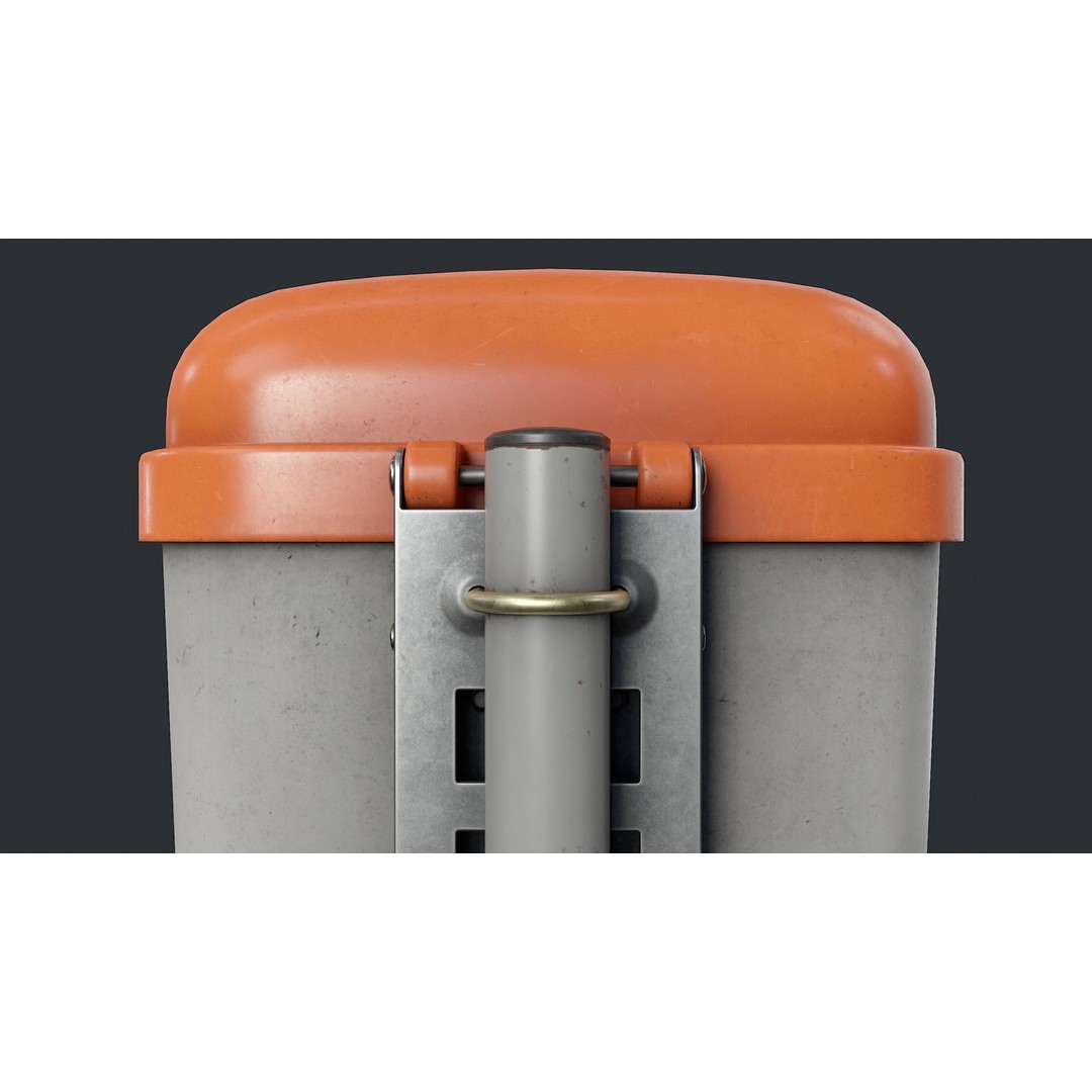 Street Trash Can 3D Model – Low Poly Game-Ready PBR Asset, FBX - View 19