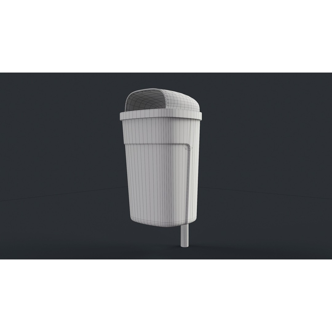 Street Trash Can 3D Model – Low Poly Game-Ready PBR Asset, FBX - View 21