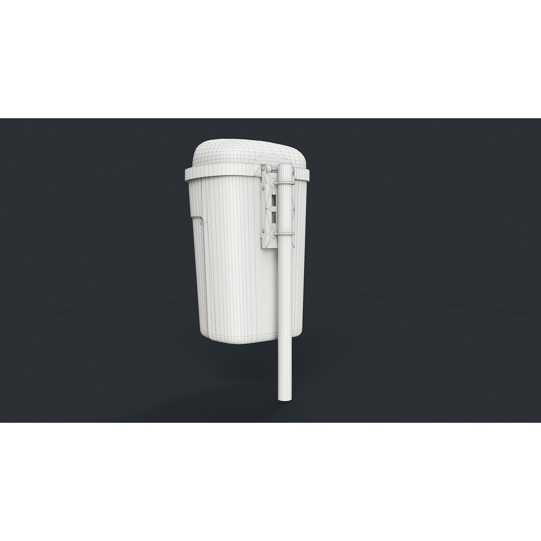 Street Trash Can 3D Model – Low Poly Game-Ready PBR Asset, FBX - View 22