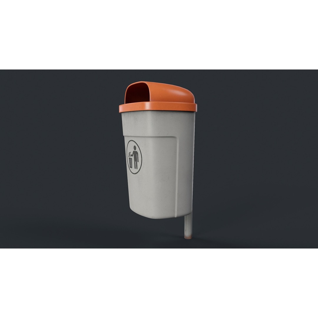 Street Trash Can 3D Model – Low Poly Game-Ready PBR Asset, FBX - View 6