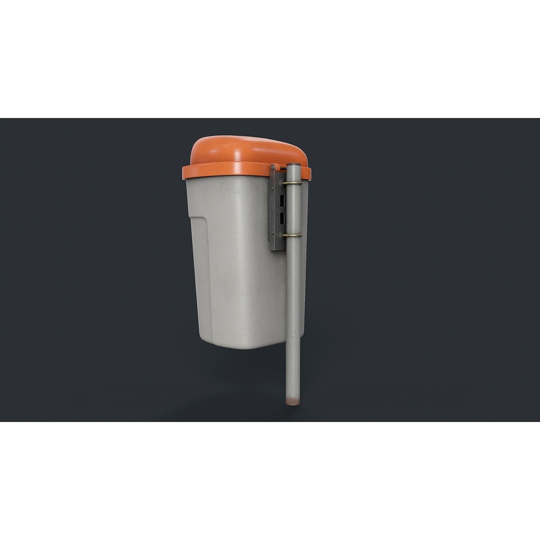 Street Trash Can 3D Model – Low Poly Game-Ready PBR Asset, FBX - View 7