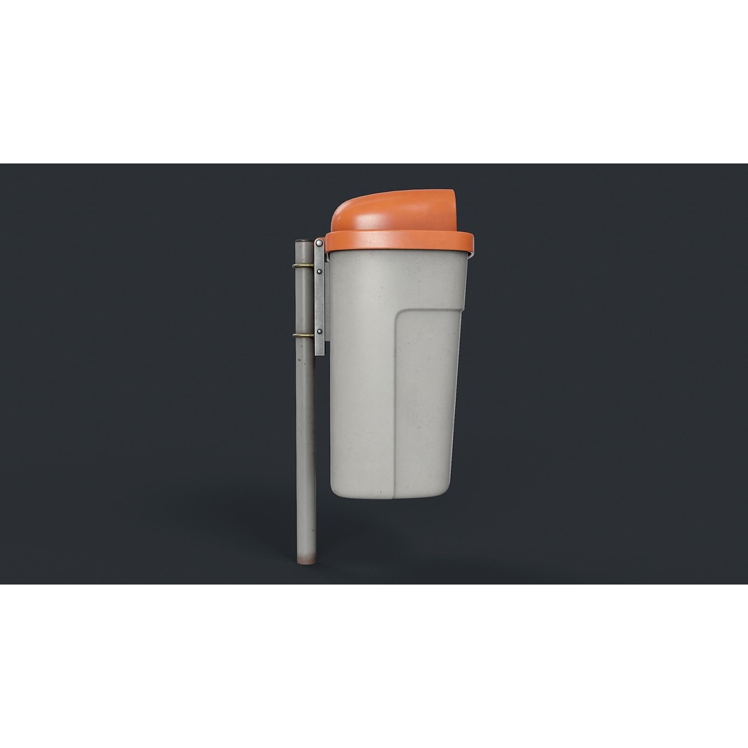 Street Trash Can 3D Model – Low Poly Game-Ready PBR Asset, FBX - View 9