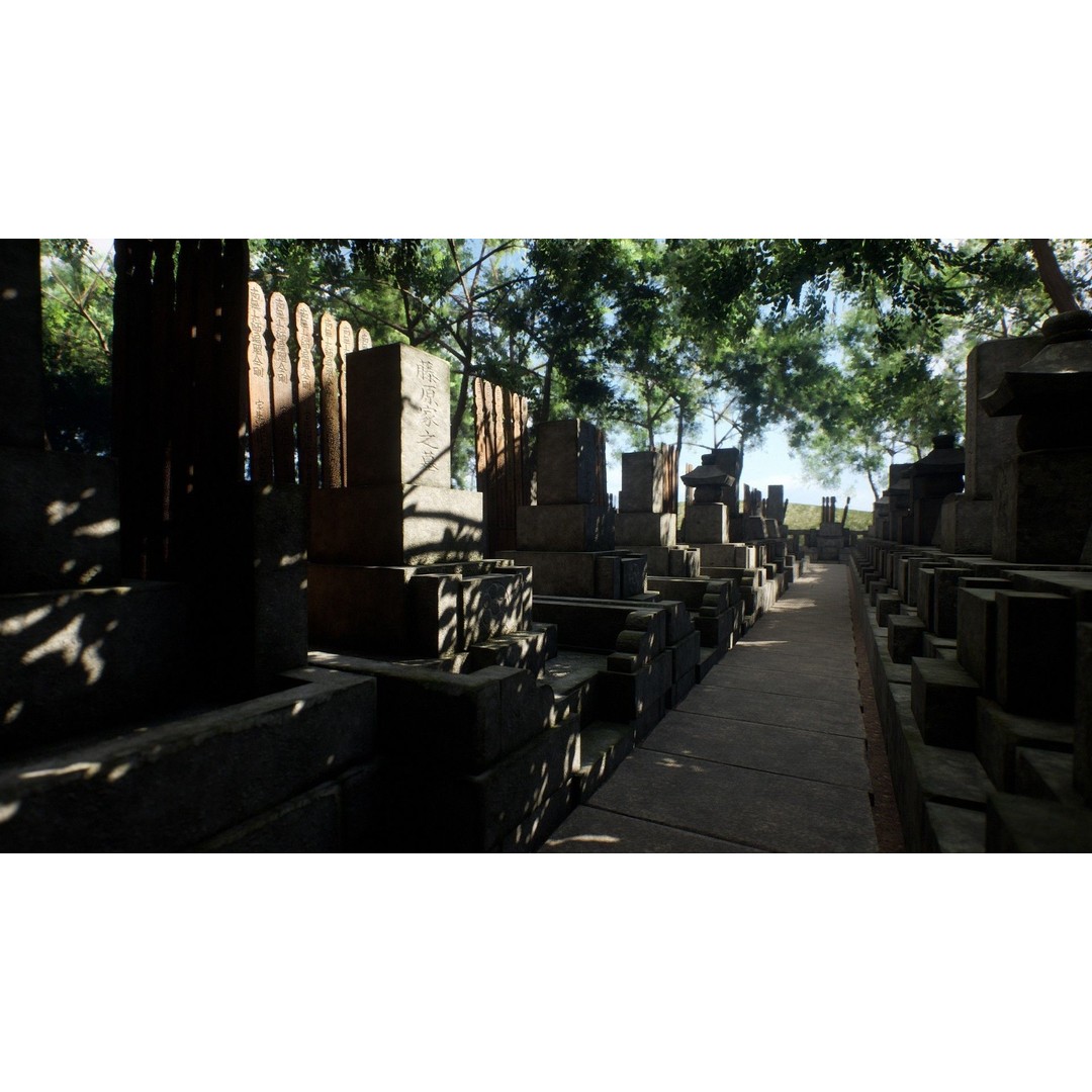 Japanese Cemetery 3D Model – Low Poly Historic Asset, PBR Textures - View 11