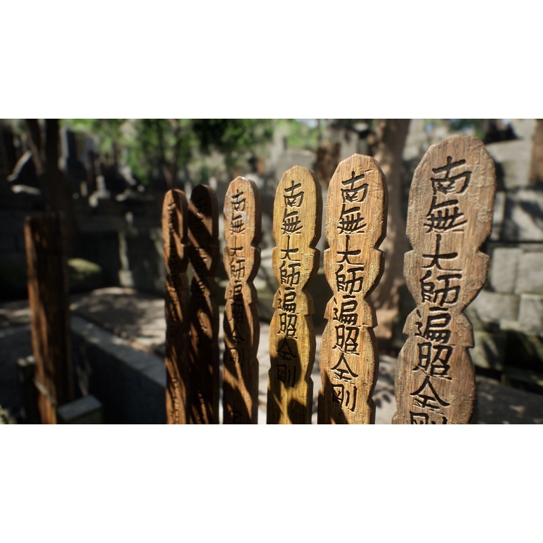 Japanese Cemetery 3D Model – Low Poly Historic Asset, PBR Textures - View 14