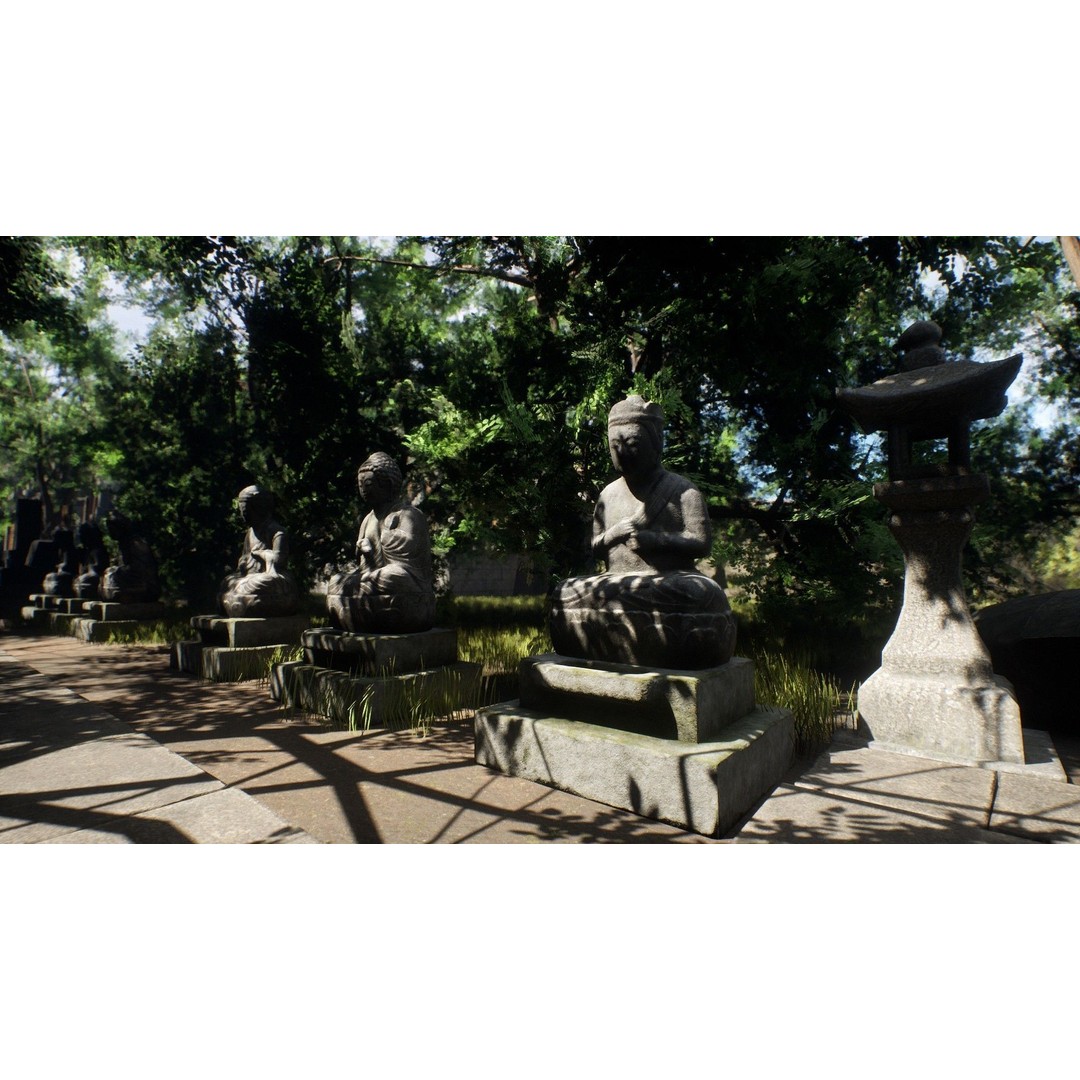 Japanese Cemetery 3D Model – Low Poly Historic Asset, PBR Textures - View 15