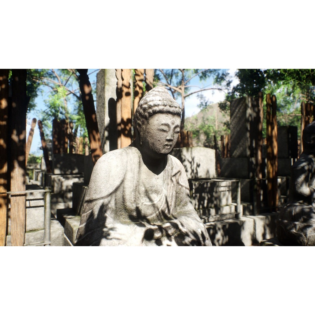Japanese Cemetery 3D Model – Low Poly Historic Asset, PBR Textures - View 6