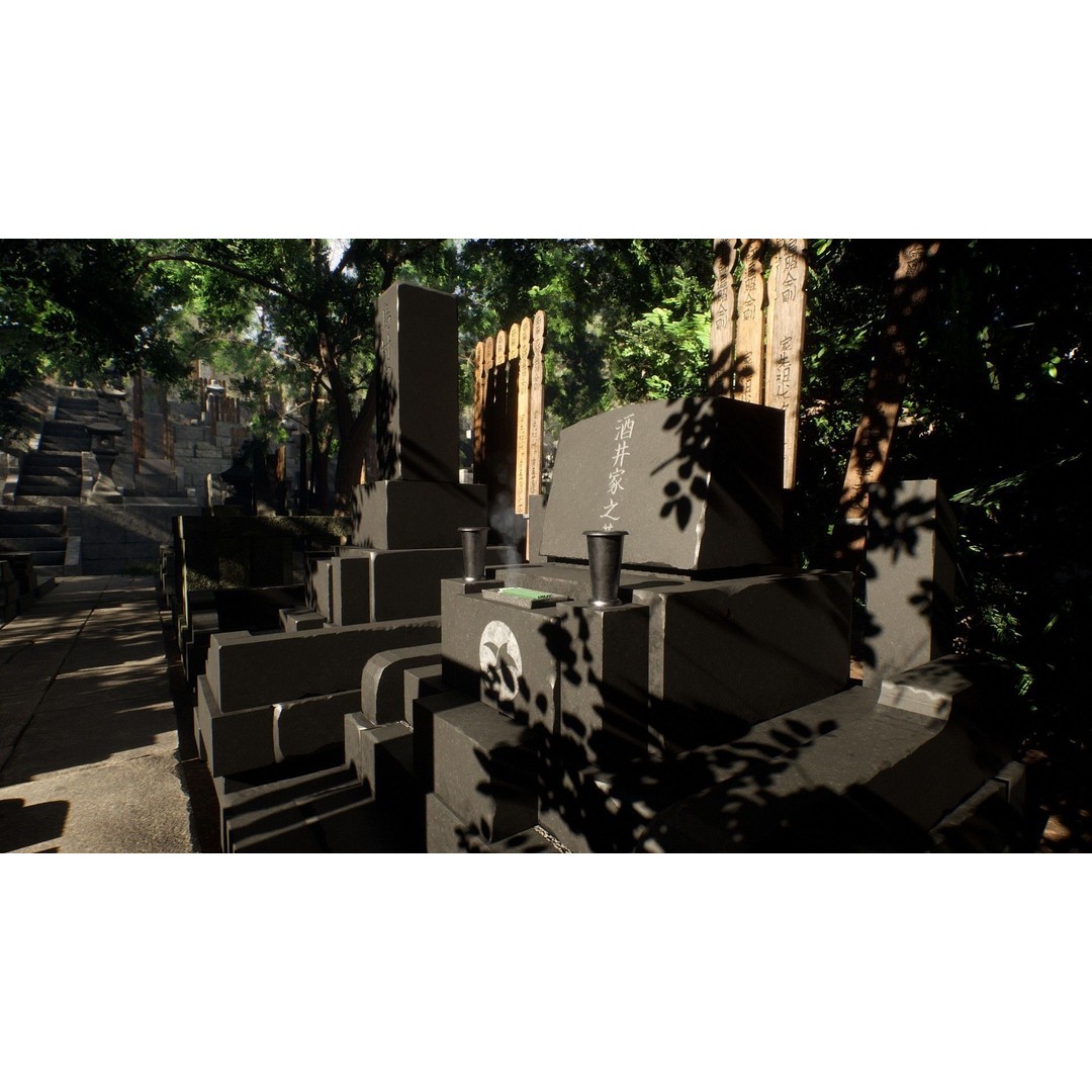 Japanese Cemetery 3D Model – Low Poly Historic Asset, PBR Textures - View 7
