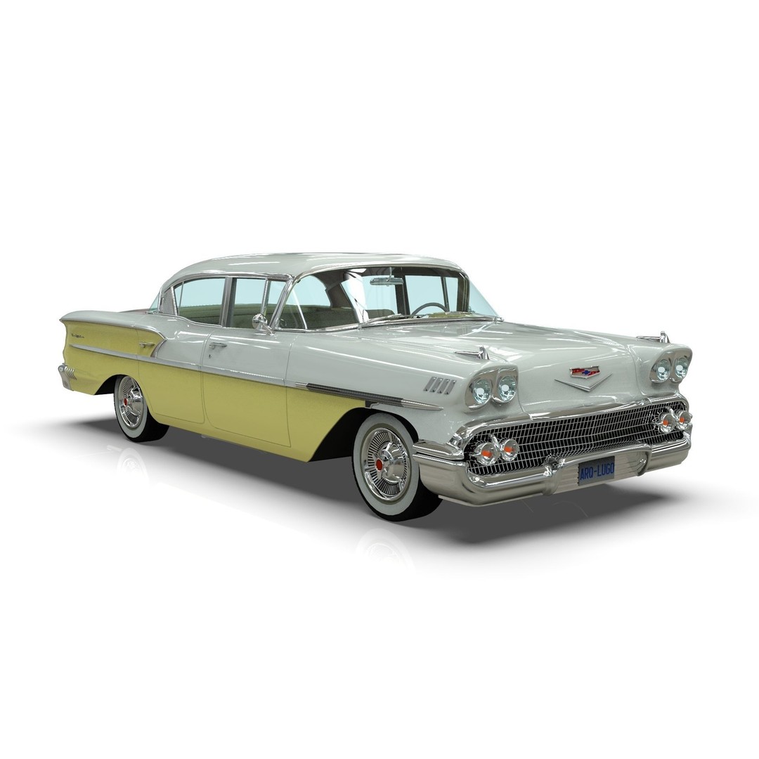 Chevrolet Belair Sedan 1958 3D Model – MidPoly Game Asset, Blender, FBX - View 10