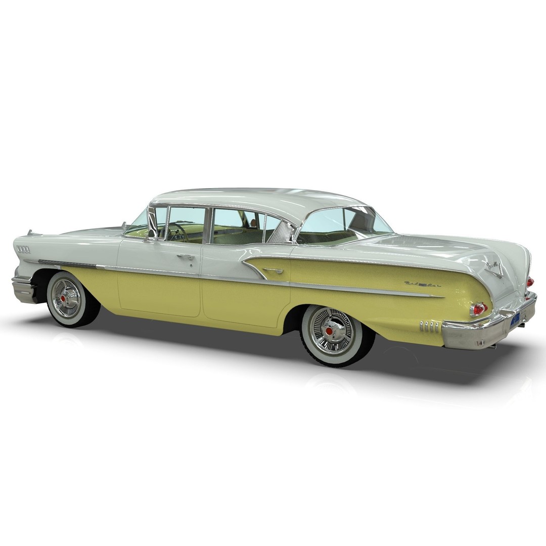 Chevrolet Belair Sedan 1958 3D Model – MidPoly Game Asset, Blender, FBX - View 11