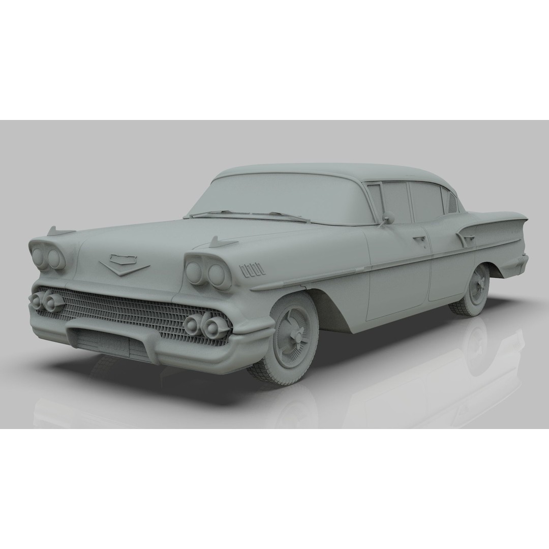 Chevrolet Belair Sedan 1958 3D Model – MidPoly Game Asset, Blender, FBX - View 13