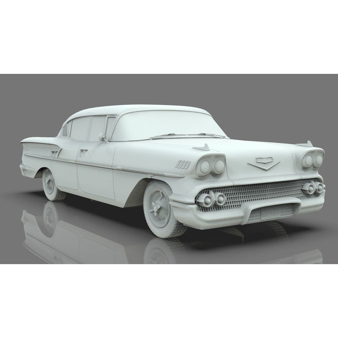 Chevrolet Belair Sedan 1958 3D Model – MidPoly Game Asset, Blender, FBX - View 15