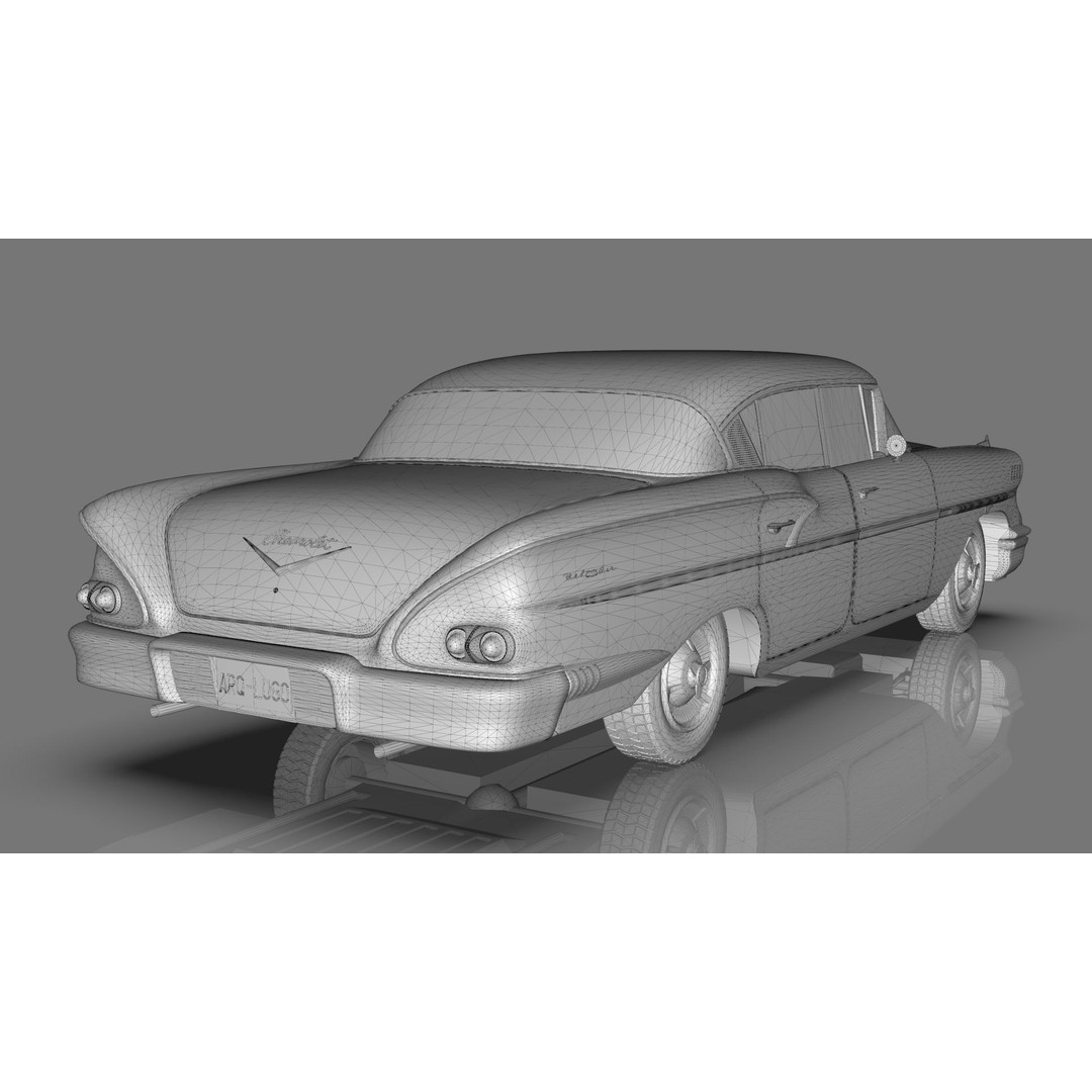 Chevrolet Belair Sedan 1958 3D Model – MidPoly Game Asset, Blender, FBX - View 18