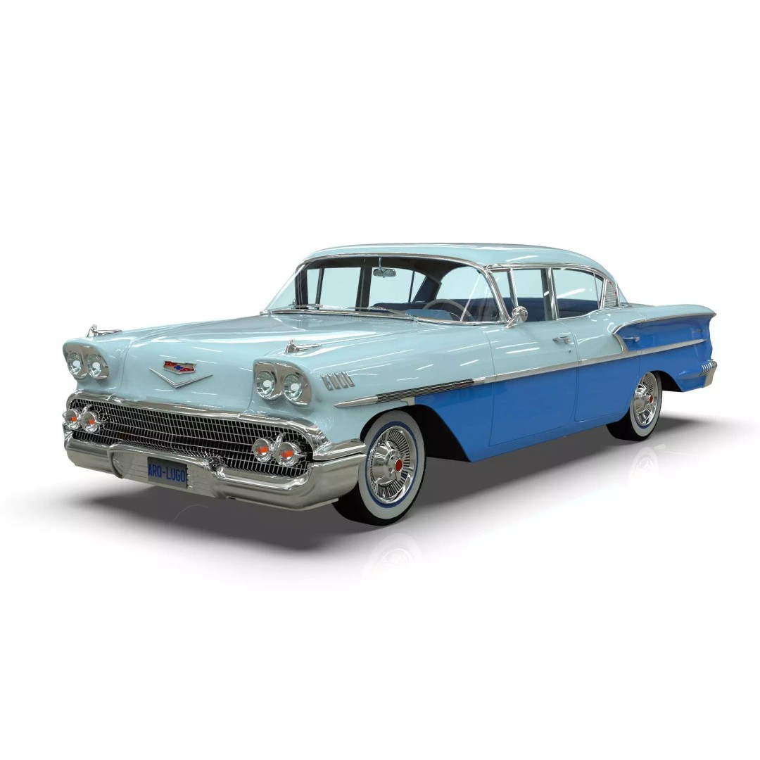 Chevrolet Belair Sedan 1958 3D Model – MidPoly Game Asset, Blender, FBX - View 2