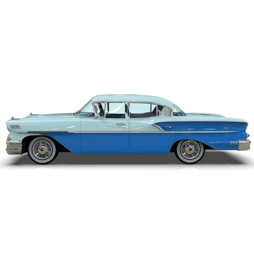 Chevrolet Belair Sedan 1958 3D Model – MidPoly Game Asset, Blender, FBX - View 3