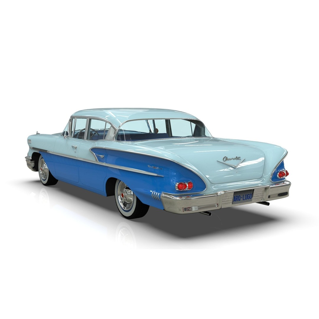 Chevrolet Belair Sedan 1958 3D Model – MidPoly Game Asset, Blender, FBX - View 4