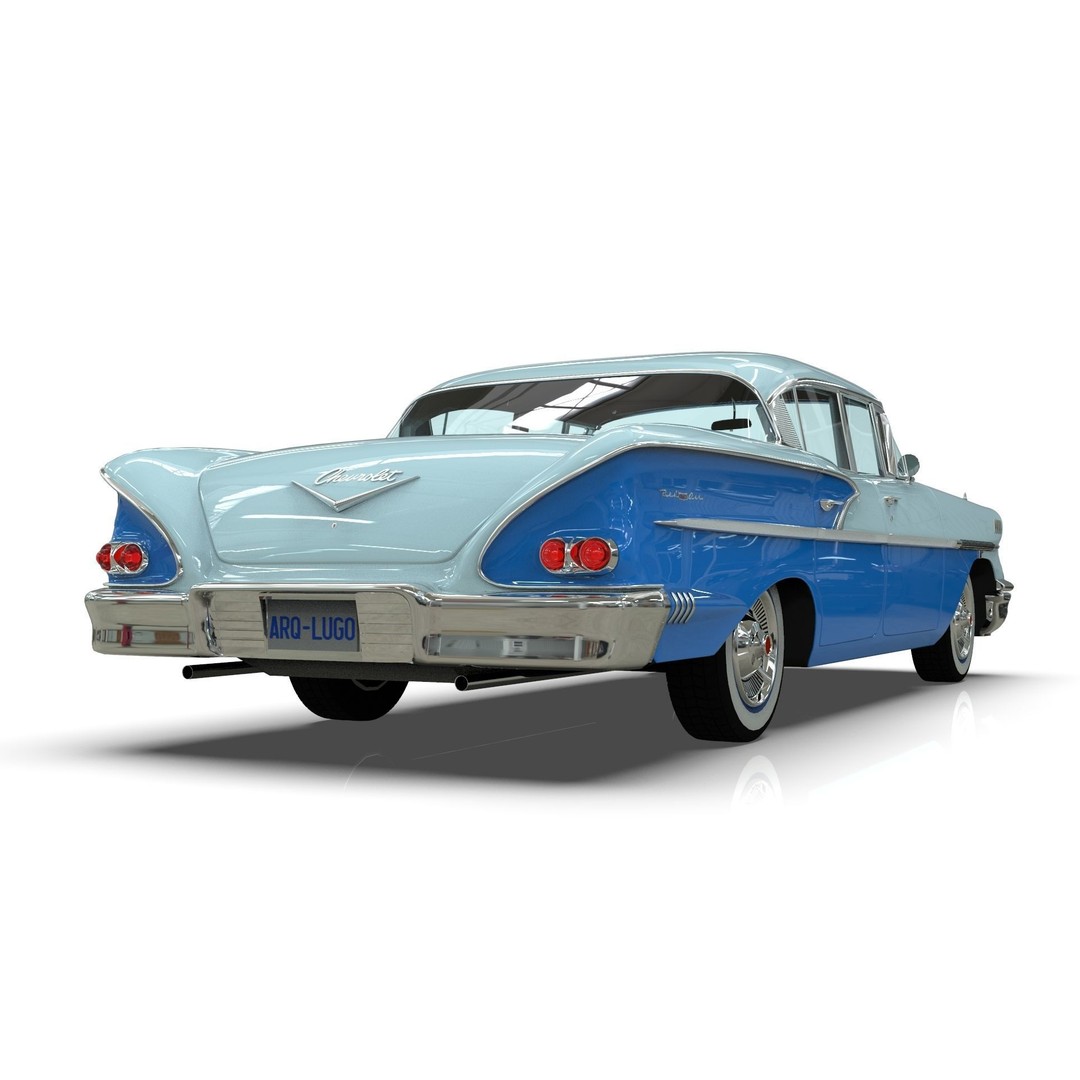 Chevrolet Belair Sedan 1958 3D Model – MidPoly Game Asset, Blender, FBX - View 5