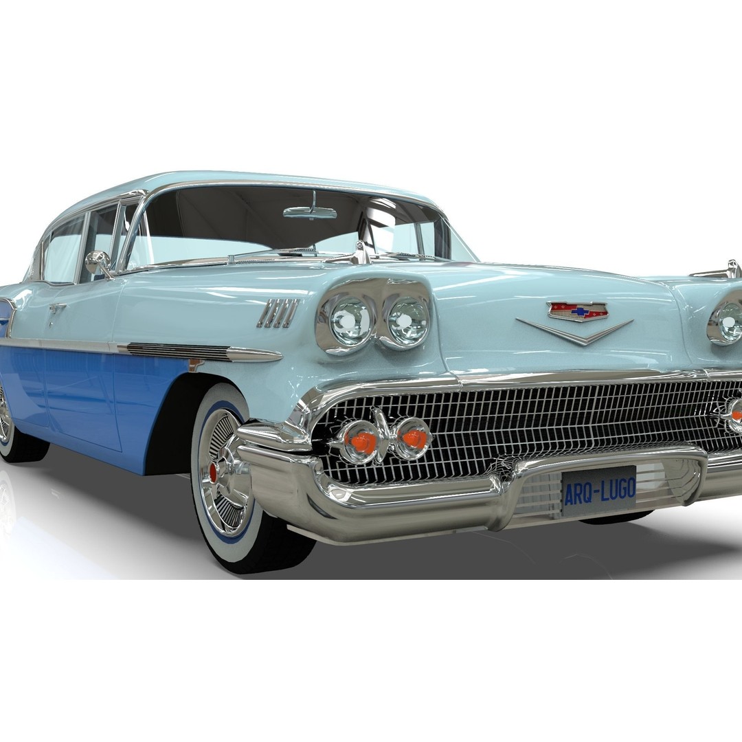 Chevrolet Belair Sedan 1958 3D Model – MidPoly Game Asset, Blender, FBX - View 6