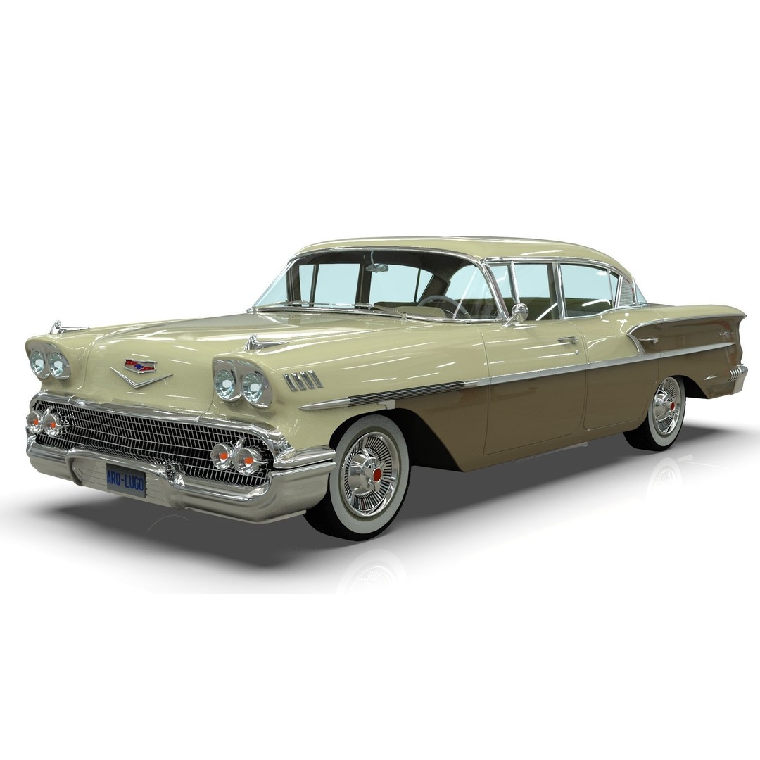 Chevrolet Belair Sedan 1958 3D Model – MidPoly Game Asset, Blender, FBX - View 7