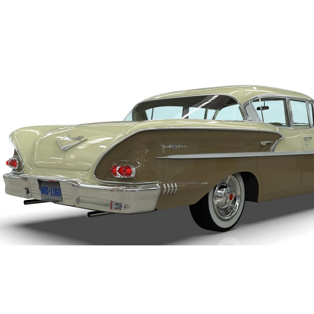Chevrolet Belair Sedan 1958 3D Model – MidPoly Game Asset, Blender, FBX - View 9