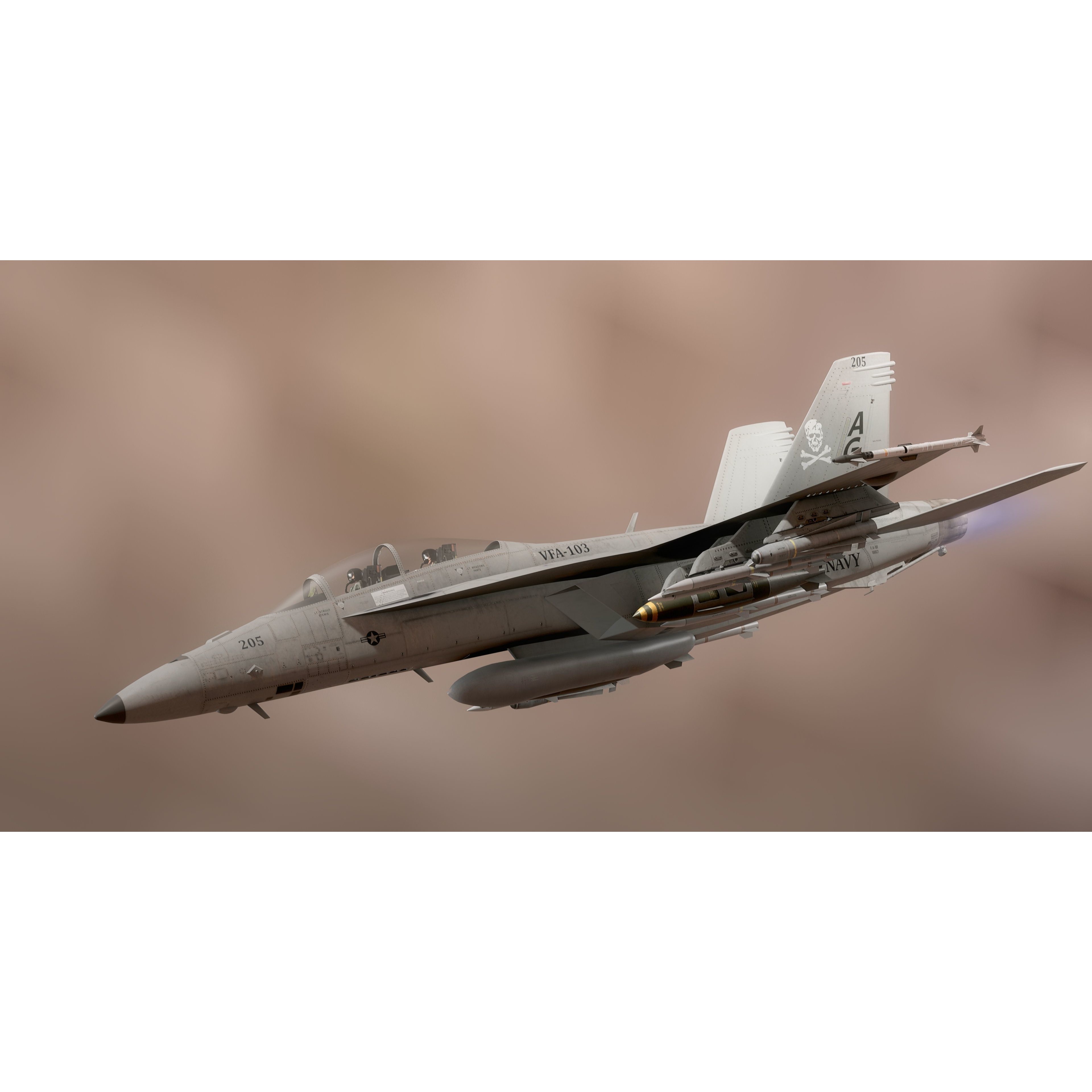 F18F Super Hornet - Low-Poly Game-Ready 3D Model - View 36