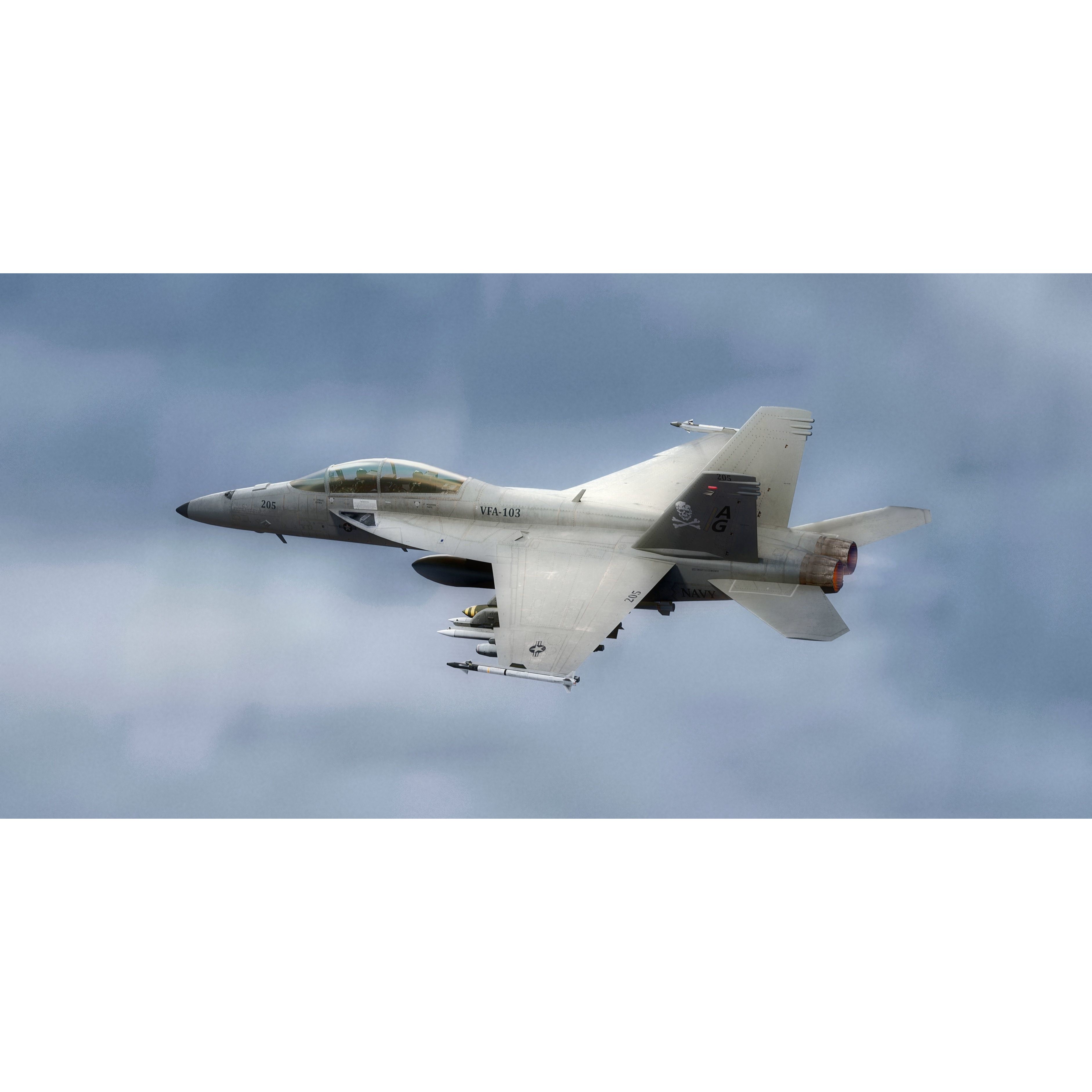 F18F Super Hornet - Low-Poly Game-Ready 3D Model - View 4
