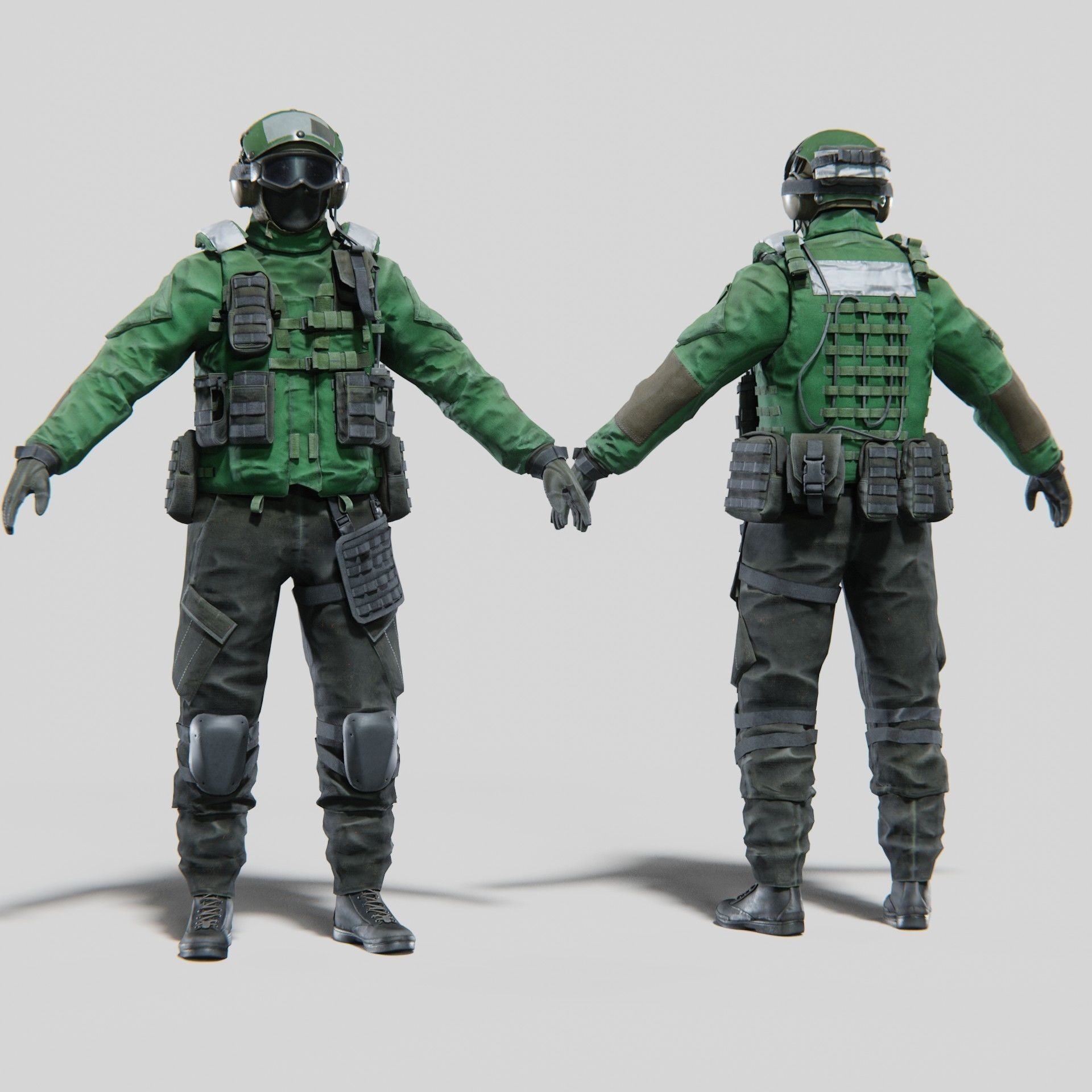 Soldier Flight Deck Crew - Rigged Game-Ready 3D Model - View 4