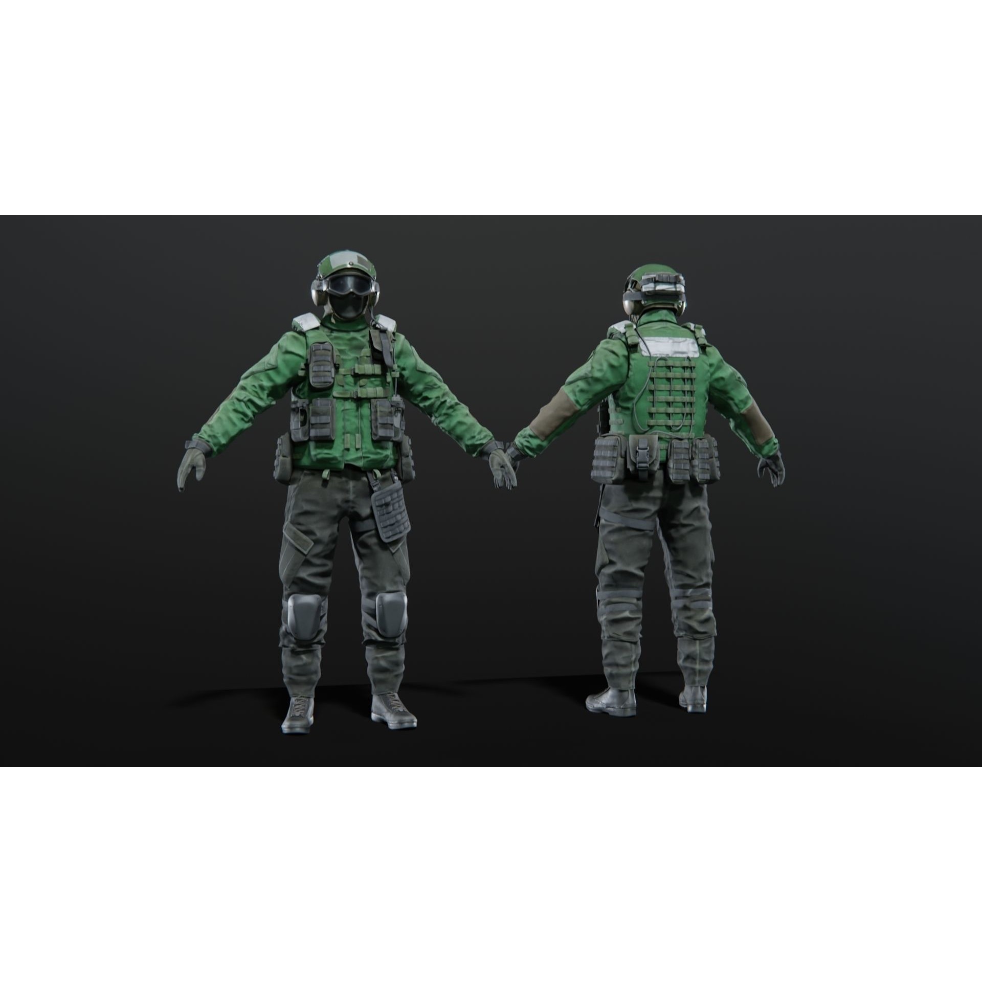 Soldier Flight Deck Crew - Rigged Game-Ready 3D Model - View 6