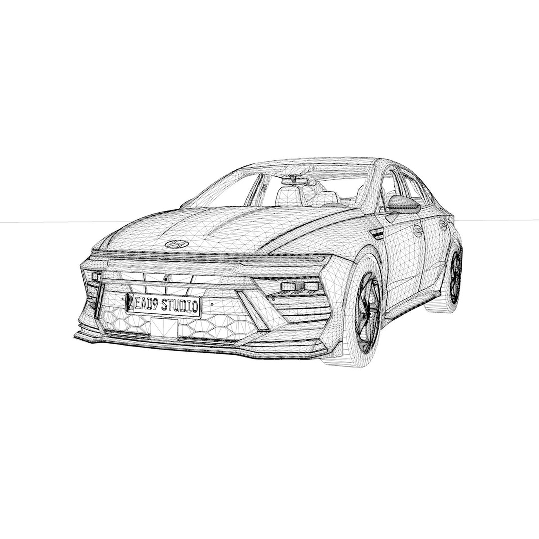 2024 Hyundai Sonata N-Line 3D Model – High Poly Game Asset, FBX, OBJ