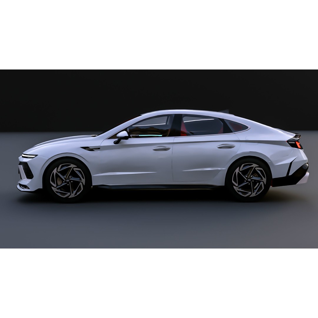 2024 Hyundai Sonata N-Line 3D Model – High Poly Game Asset, FBX, OBJ - View 10