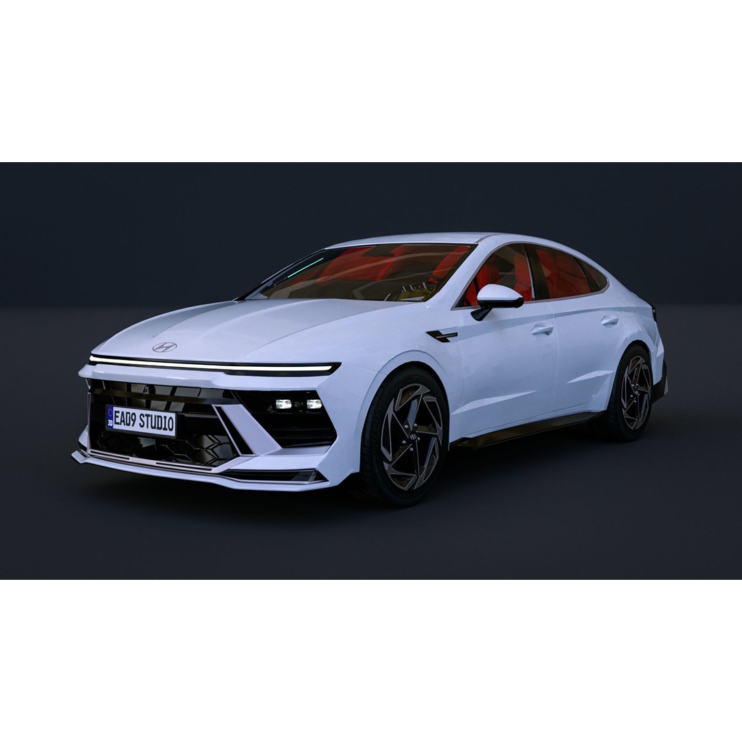 2024 Hyundai Sonata N-Line 3D Model – High Poly Game Asset, FBX, OBJ - View 11