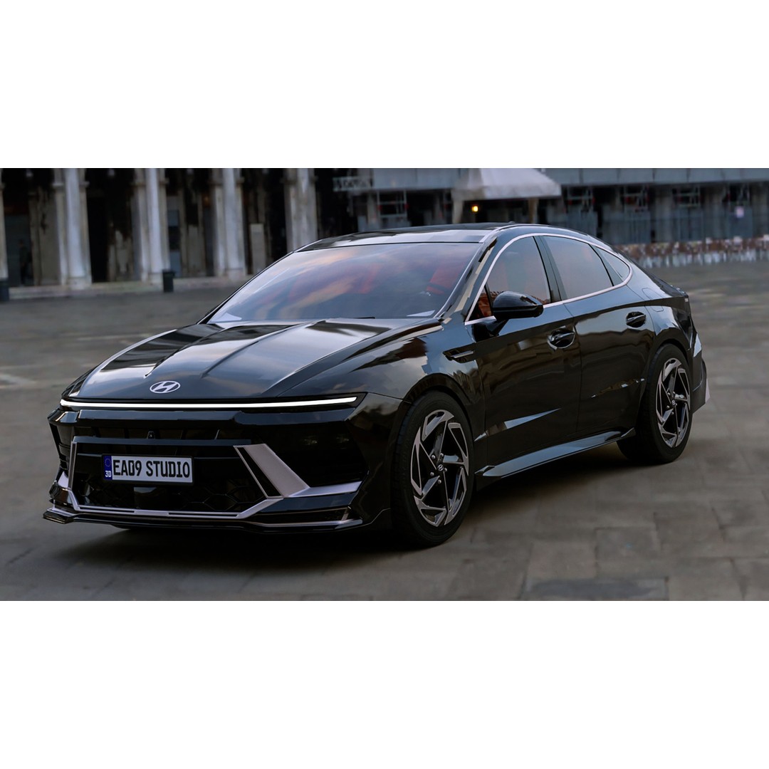 2024 Hyundai Sonata N-Line 3D Model – High Poly Game Asset, FBX, OBJ - View 3