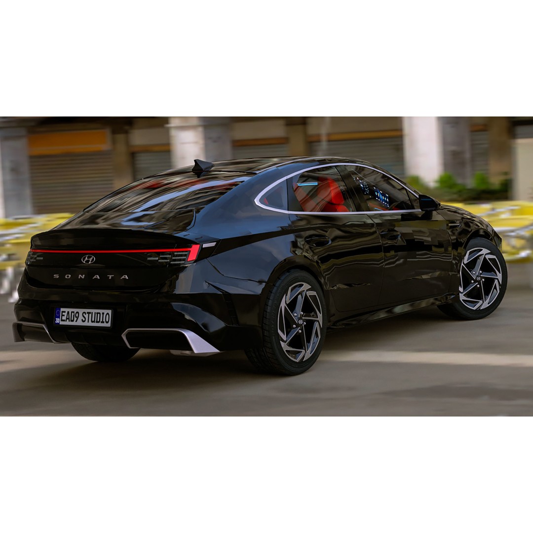 2024 Hyundai Sonata N-Line 3D Model – High Poly Game Asset, FBX, OBJ - View 4