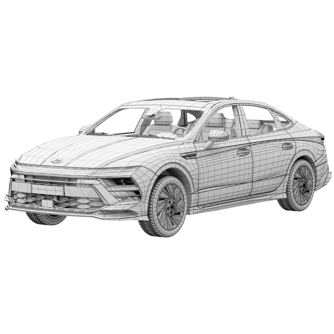 Hyundai Sonata 2024 3D Model – High Poly Car Asset, FBX, OBJ - View 15