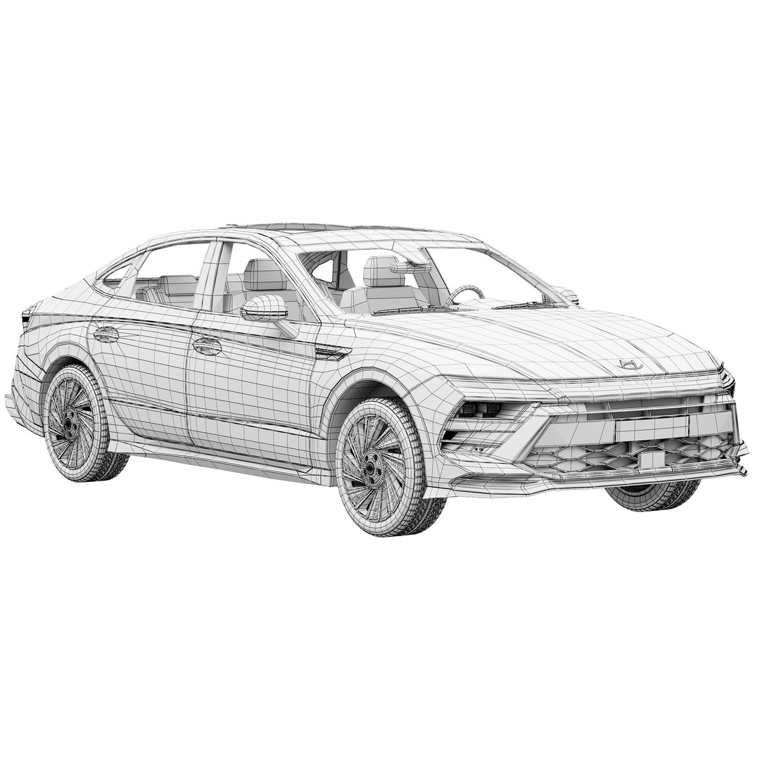 Hyundai Sonata 2024 3D Model – High Poly Car Asset, FBX, OBJ - View 16