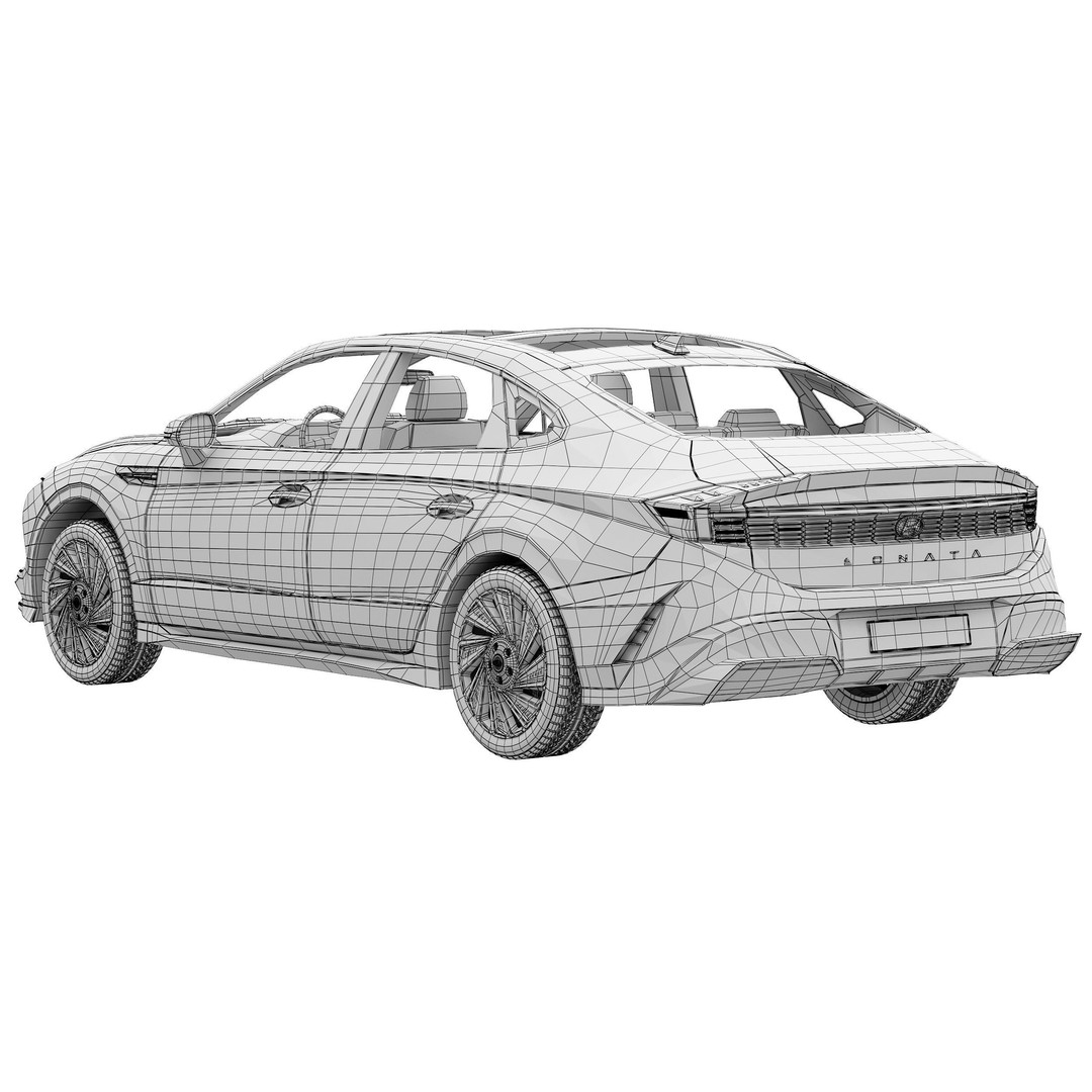 Hyundai Sonata 2024 3D Model – High Poly Car Asset, FBX, OBJ - View 17